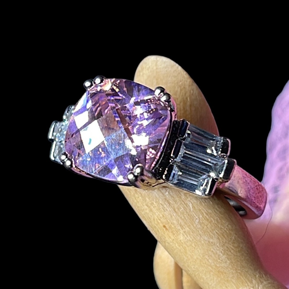 Pink Amethyst Rhinestone Statement Ring
